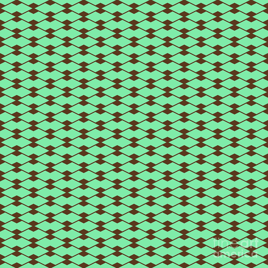Light Diamond Grid With Inset Pattern In Mint Green And Chocolate Brown N.2620 Painting