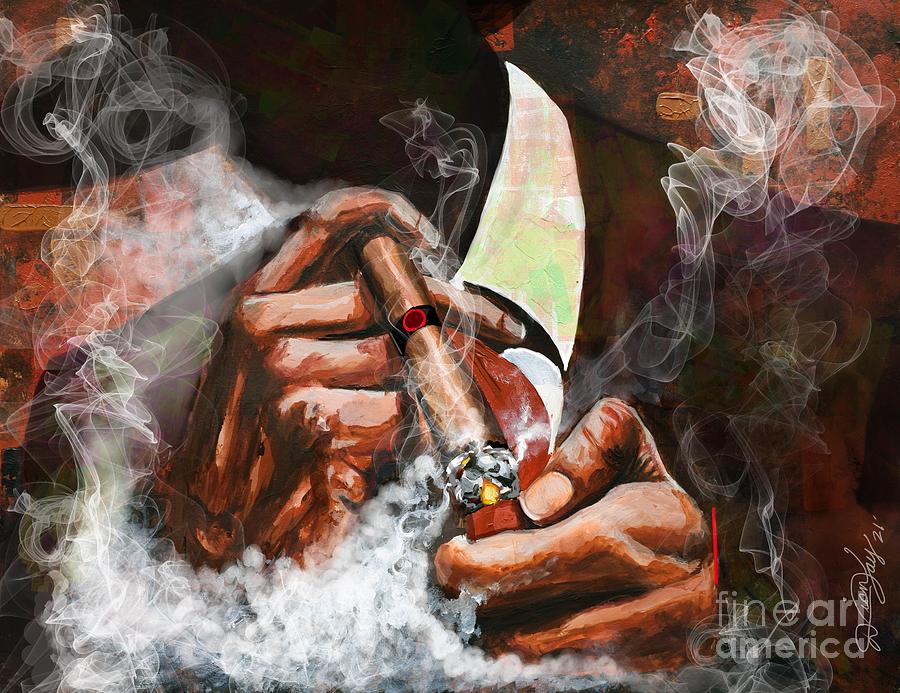 Cigar Painting - Light Em Up by Dion Pollard