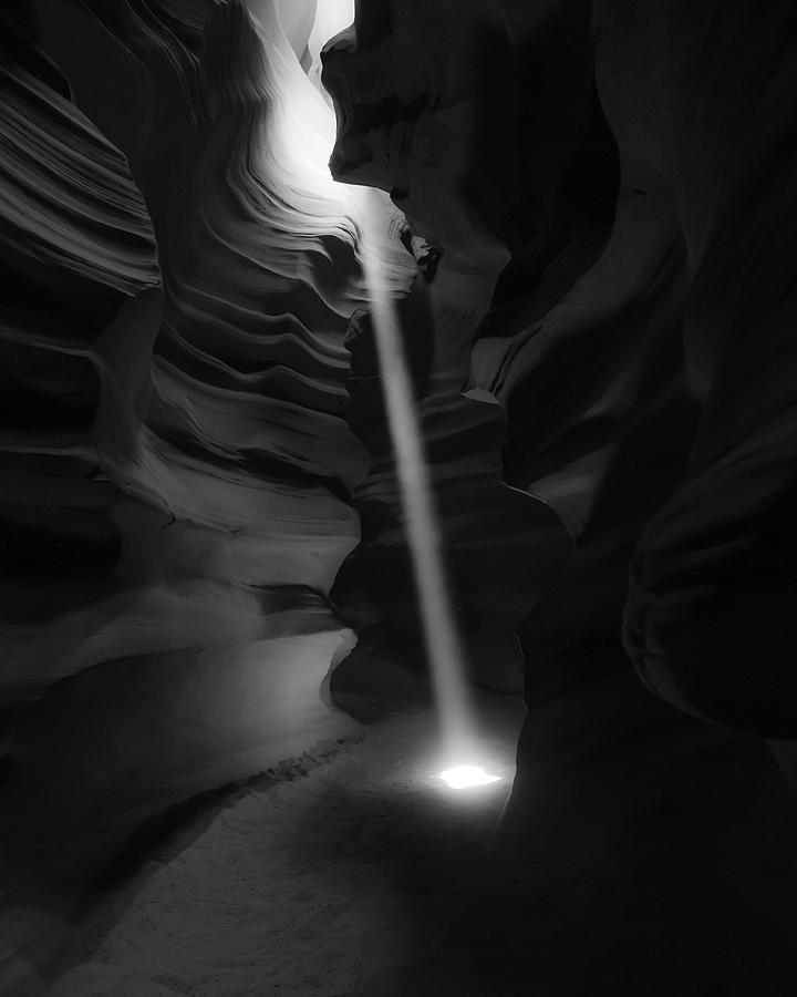 Light From Within - Antelope Canyon Monochrome Photograph by Gregory Ballos