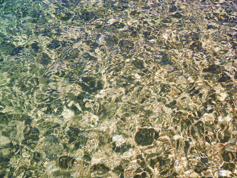 Light Gold Sea Texture, Close up Sunlight Reflection on Crystal Clear ...