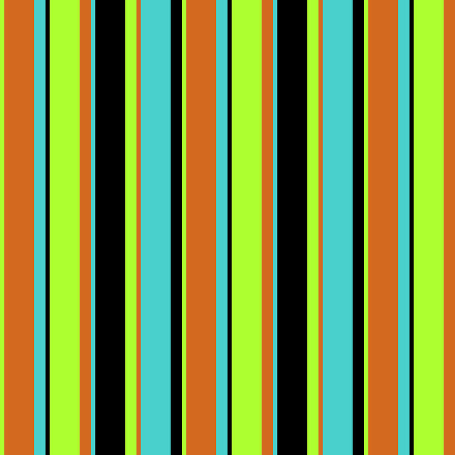 Abstract Digital Art - Light Green, Chocolate, Turquoise, and Black Colored Lines Pattern by Aponx Designs