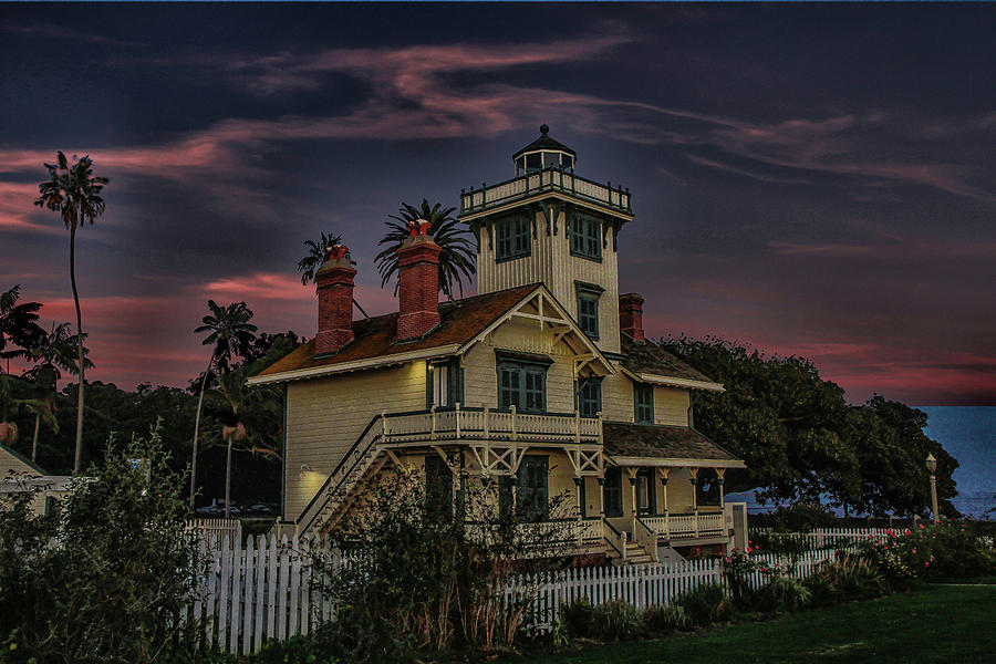 Light House at Sunset Photograph by Robert Hebert