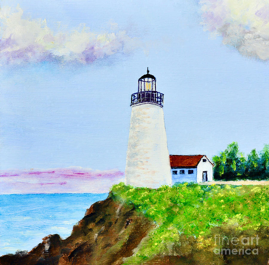Light House Living Painting by Mary Scott