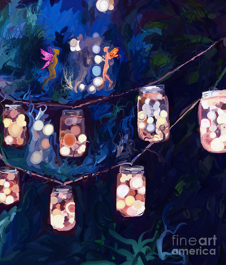 Light of Hope - Fairy Tales are Real -  in Blue Digital Art by Patricia Awapara