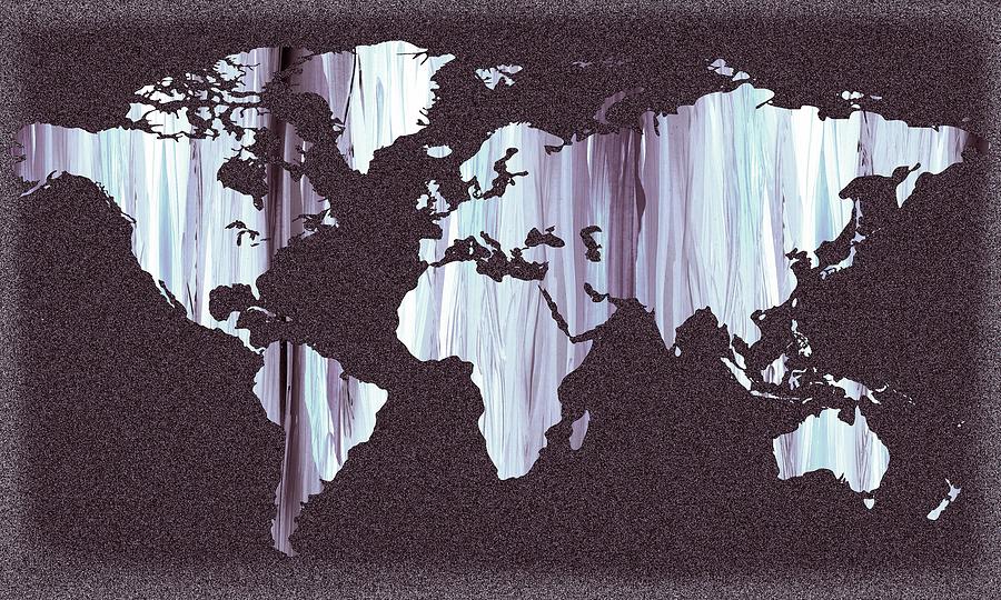 Light On Gray World Map Watercolor Painting by Irina Sztukowski