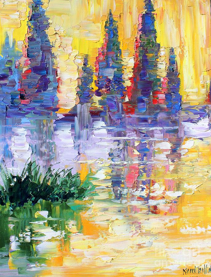 Light on the Lake Abstract Painting by Karen Tarlton