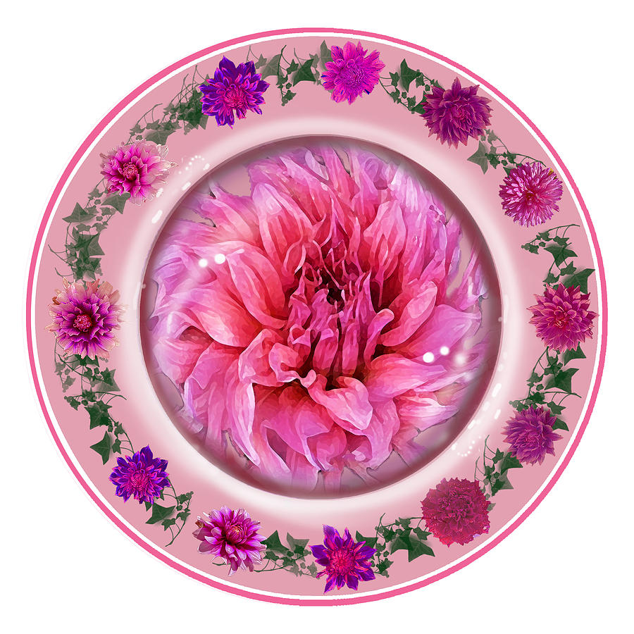 Light Pink Dahlia Plate Digital Art by Julie Rodriguez Jones