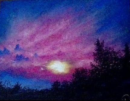 Light Streams in Midnight Dreams Painting by Jen Shearer