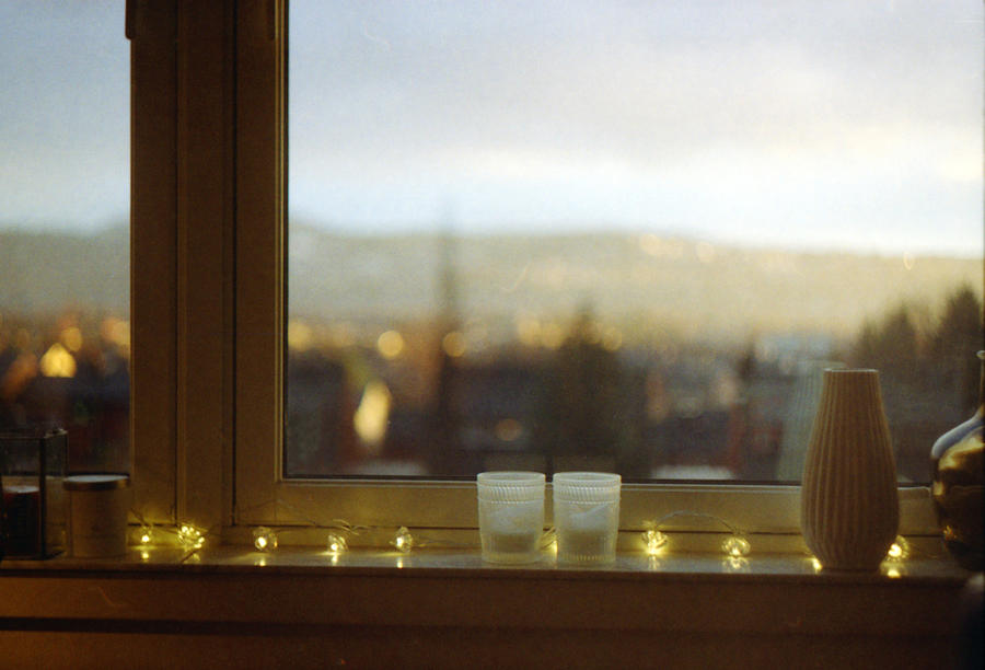Light String In A Windowsill Photograph by Kristina Strasunske