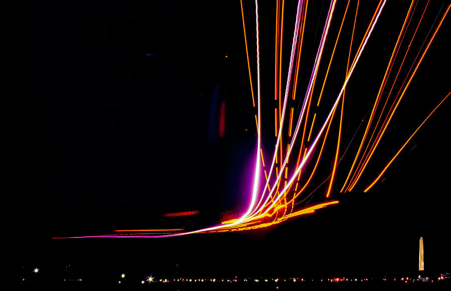 Light Trails at Washington National Airport c1973 Photograph by Greg Reed