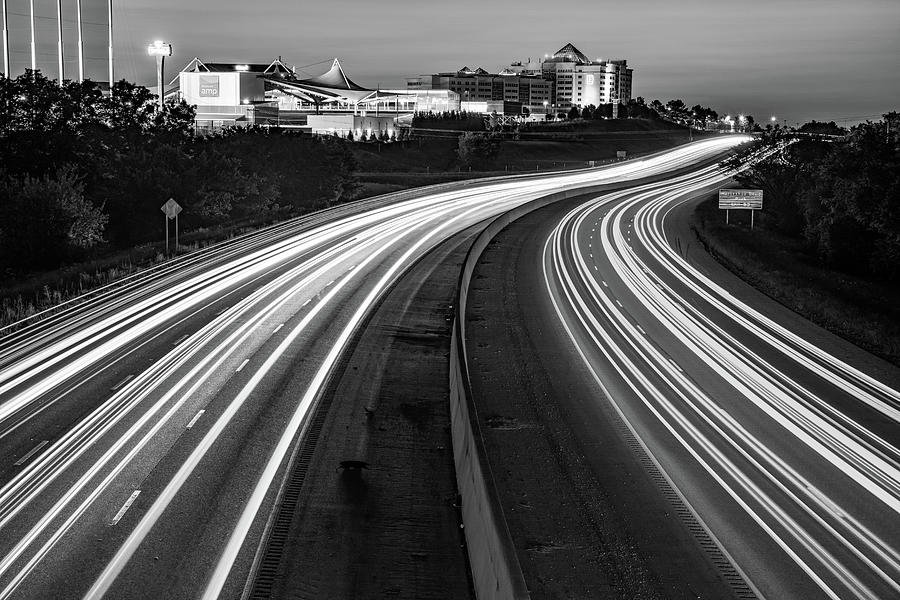 Light Trails Through Northwest Arkansas in Black and White Photograph by Gregory Ballos