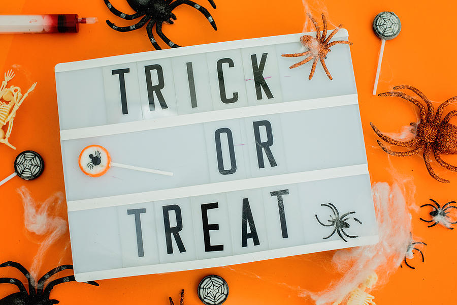 Lightbox With Halloween Message In Orange Blackground Photograph by Carol Yepes