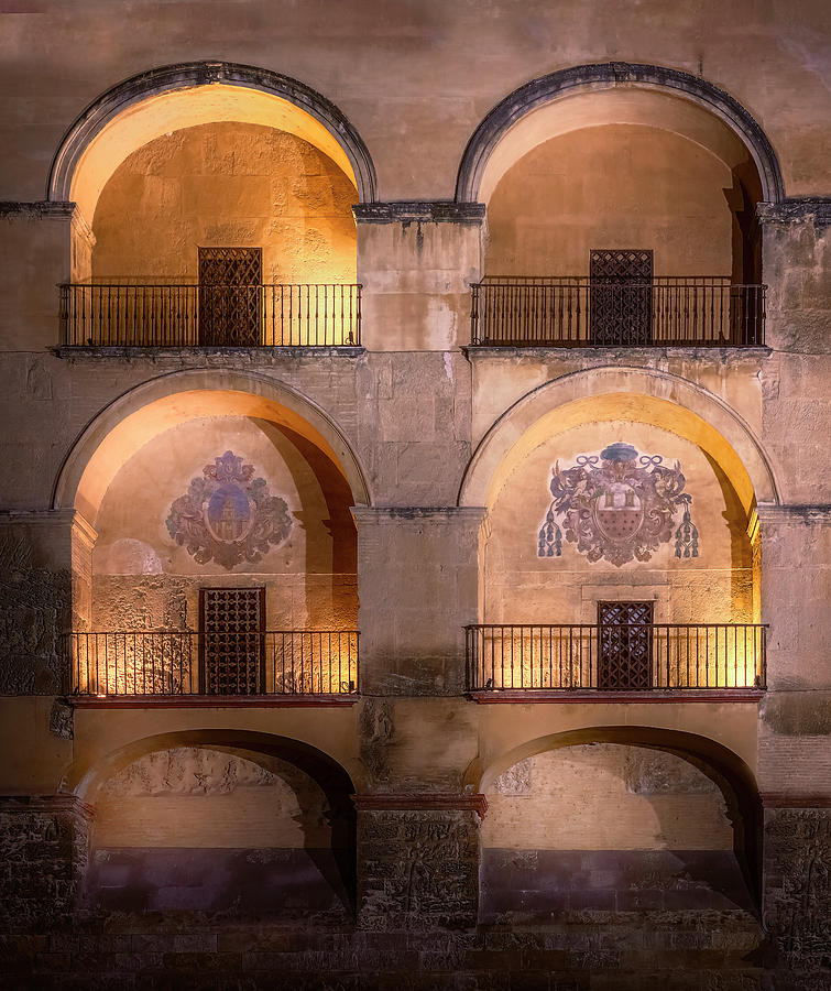 Lighted Arched Balconies Cordoba Spain Photograph