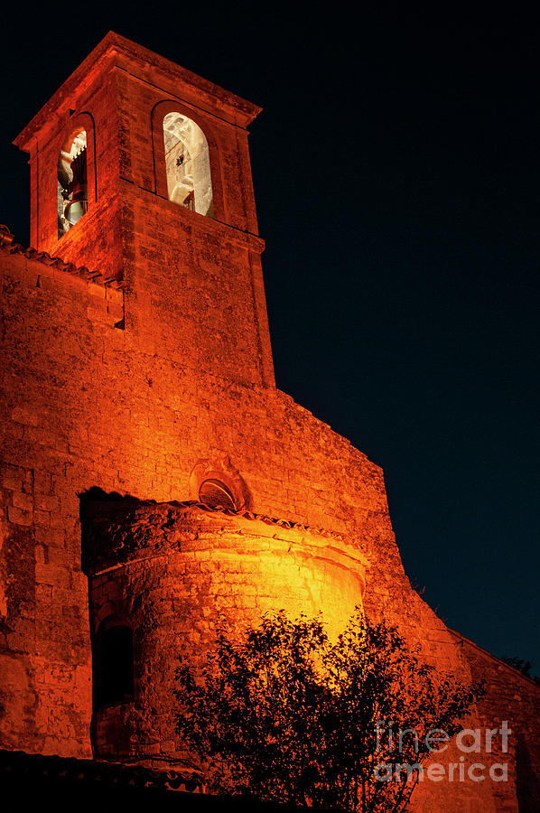 Lighted Bell Tower in Lacoste  Photograph by Bob Phillips