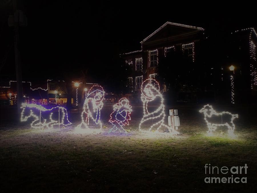 Lighted Manger Scene Photograph by Karen Tauber | Fine Art America