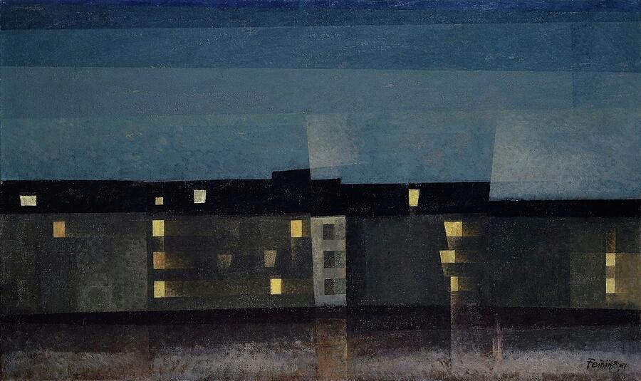 Lighted Windows II - Nachtliche Strasse - Beleuchtete Hauserzeile II by Lyonel Feininger Painting by Lyonel Feininger Lighted Windows II - Nachtliche Strasse - Beleuchtete Hauserzeile II by Lyonel Feininger Painting by Lyonel Feininger
