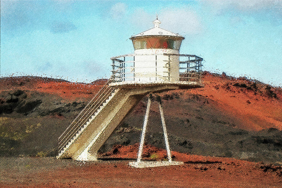 Lighthouse at Heimaey, Iceland Digital Art by Frans Blok
