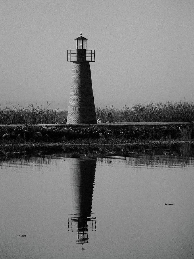 Lighthouse at Lake Toho Black And White Photograph by Christopher Mercer