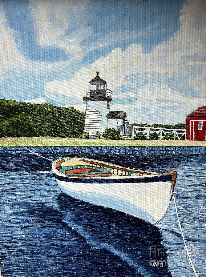 Lighthouse Painting - Lighthouse at Mystic Seaport by William Bowers