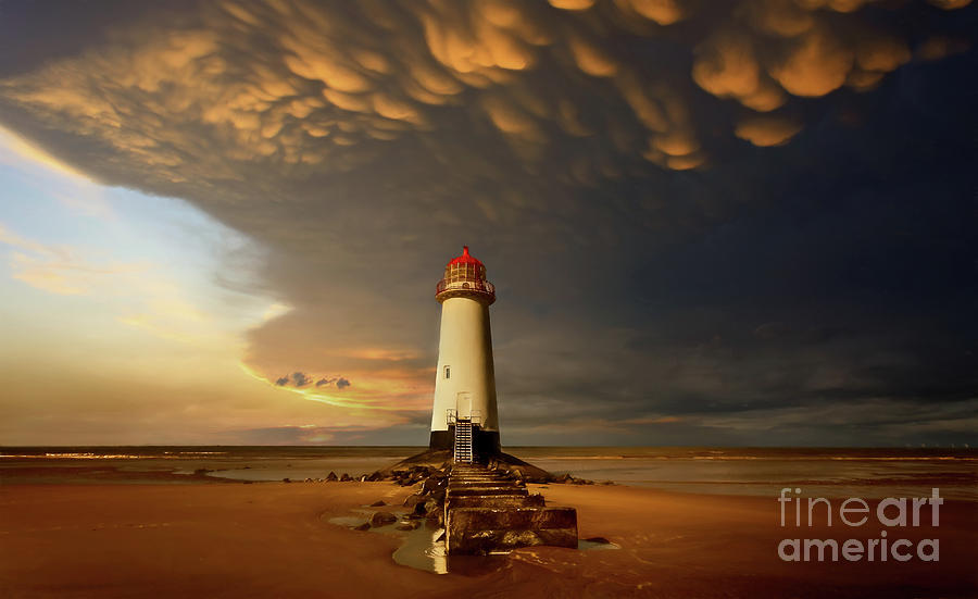 Lighthouse at Talacre Beach Photograph by Adrian Evans