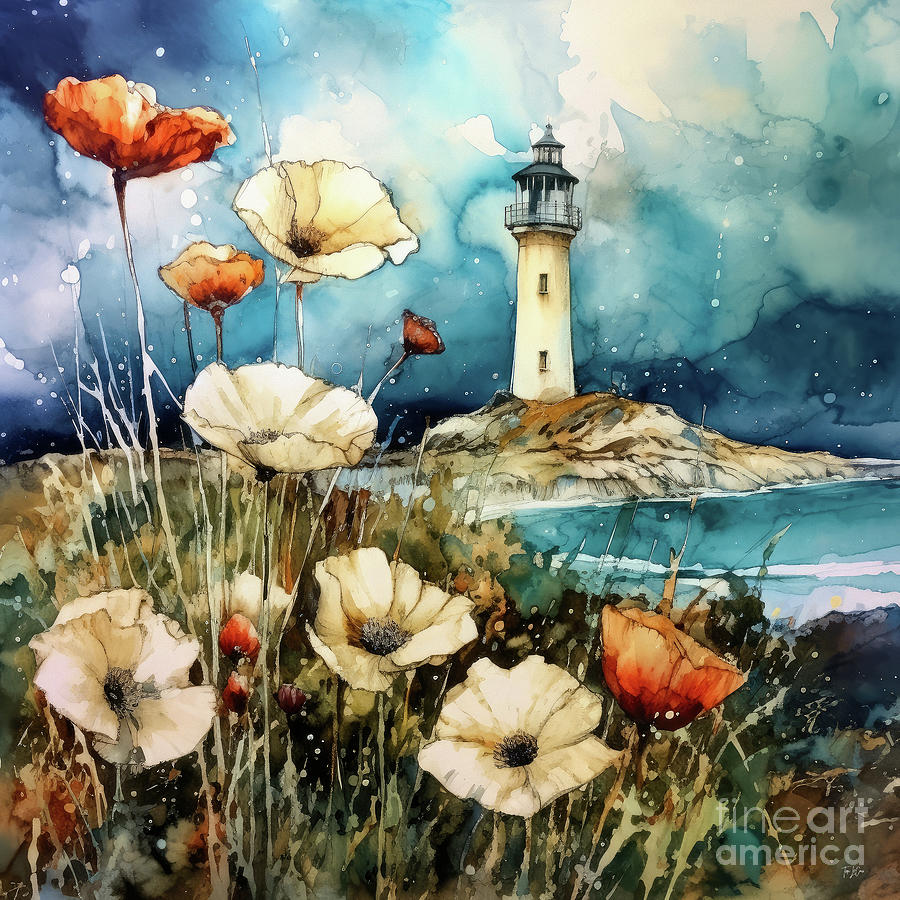 Lighthouse By The Sea Painting by Tina LeCour