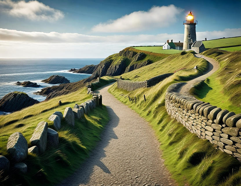 Lighthouse cliff path 1 Digital Art by Mark Callanan