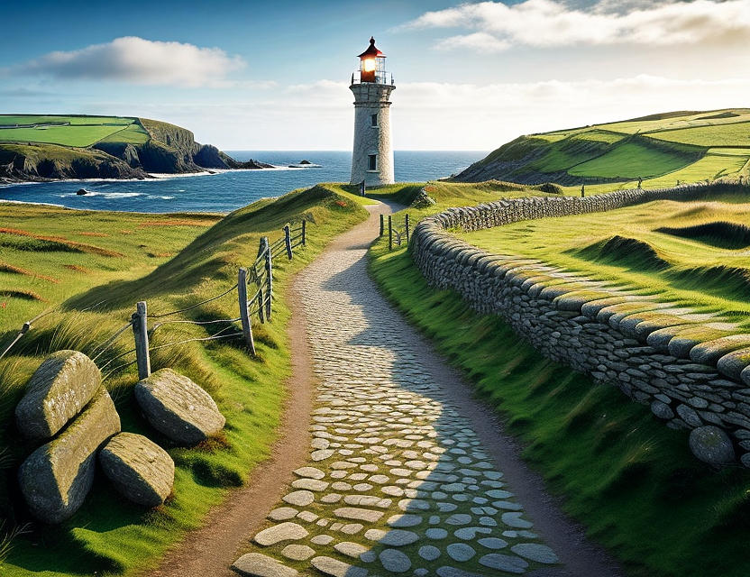 Lighthouse cliff path 2 Digital Art by Mark Callanan