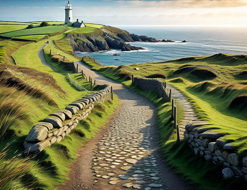 Lighthouse cliff path 3 Digital Art by Mark Callanan