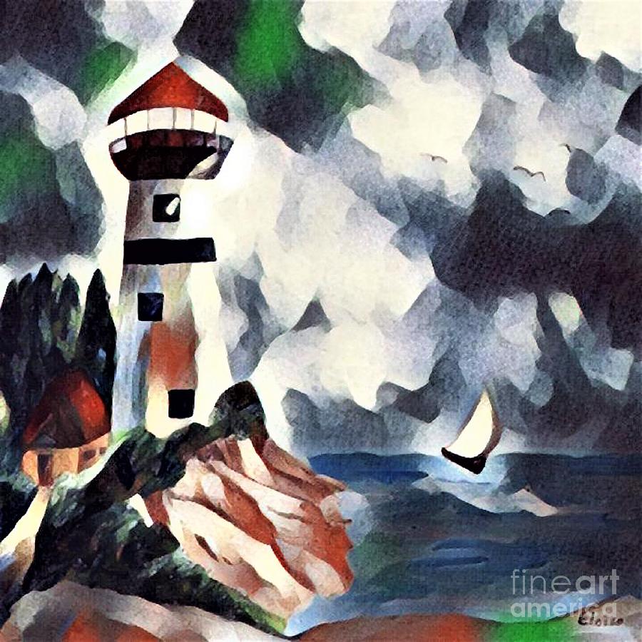 Lighthouse Painting by Eloise Schneider Mote