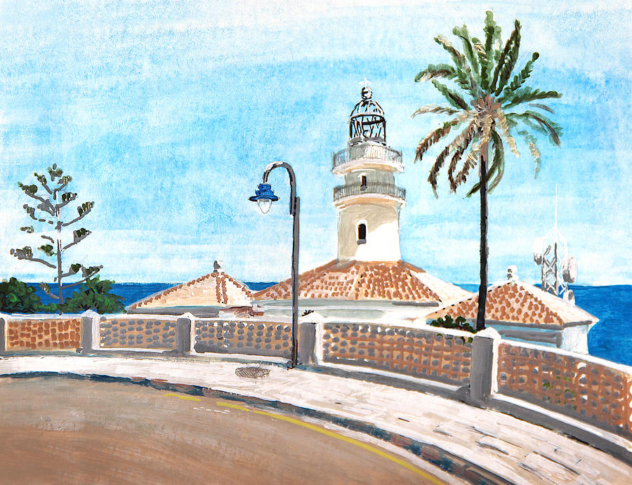 Lighthouse. Faro de Cullera Painting by Masha Batkova