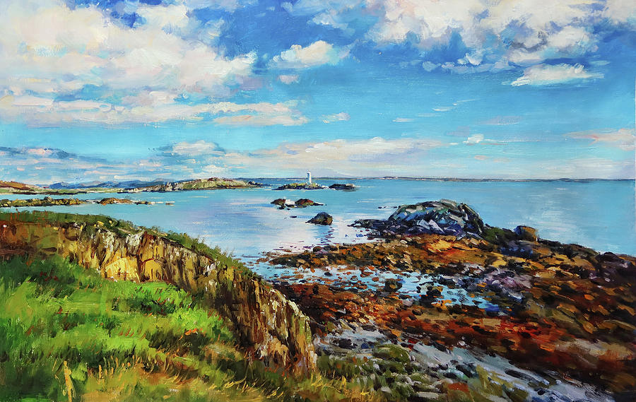 Lighthouse from Inishbofin Island, Galway Painting by Conor McGuire