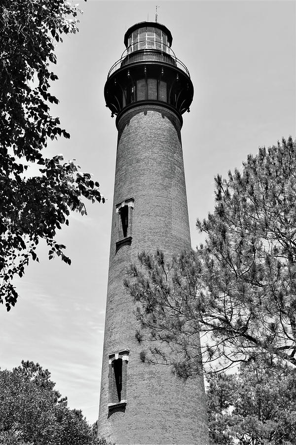 Lighthouse In Black And White Photograph
