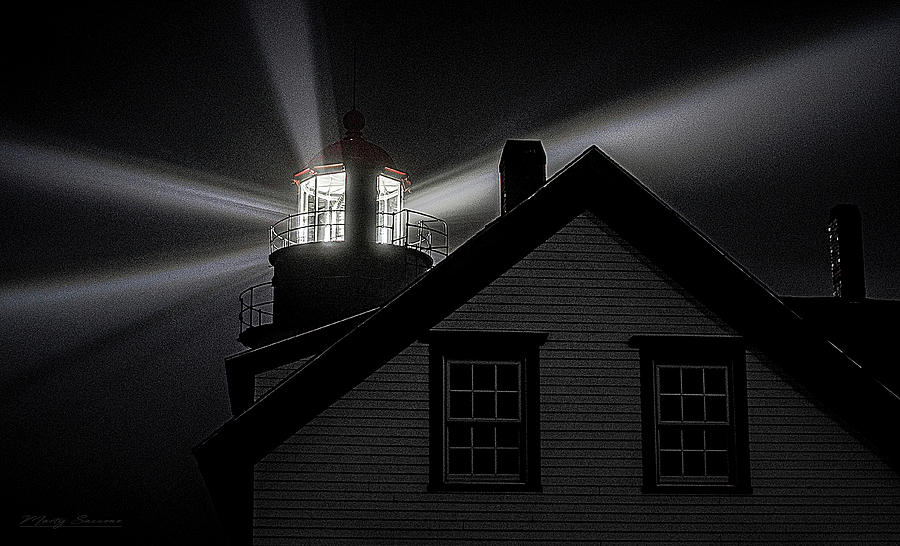 Lighthouse In Fog at Quoddy Head Photograph by Marty Saccone
