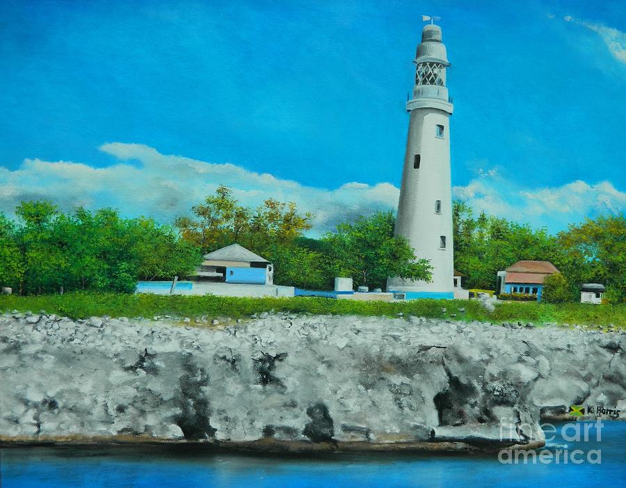 Lighthouse in Jamaica Painting by Kenneth Harris