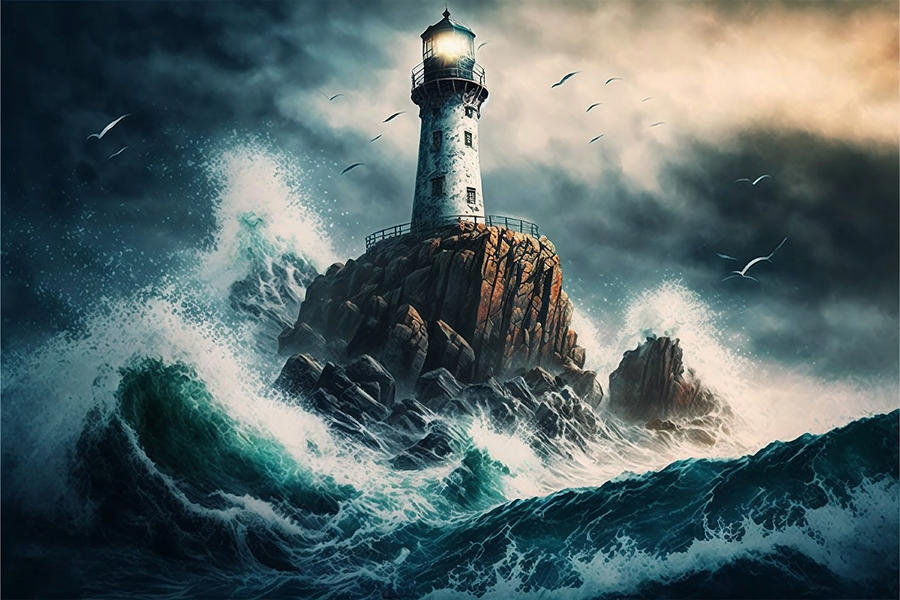 Lighthouse Island Digital Art by Steve McKinzie