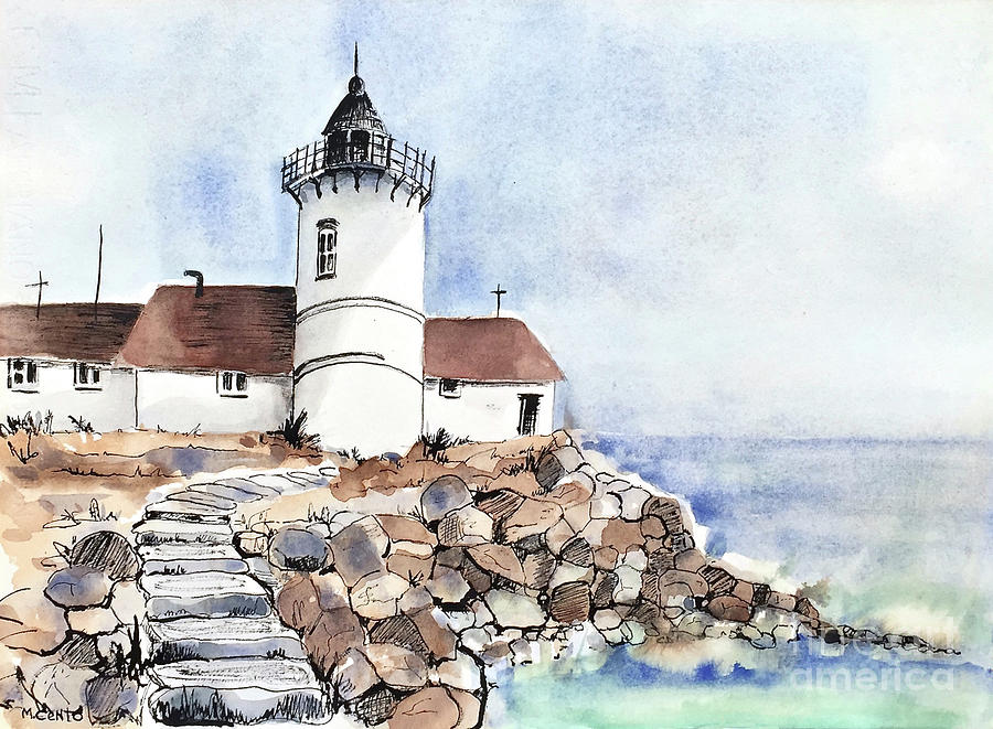 Lighthouse Painting by Mafalda Cento