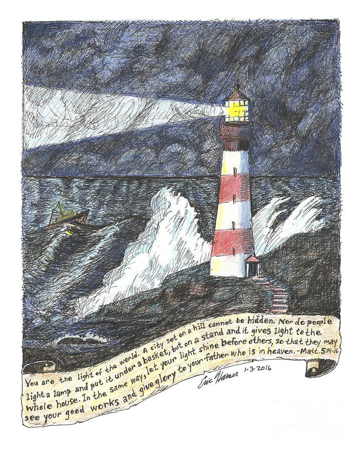 Lighthouse Matt. 5 Drawing by Eric Haines