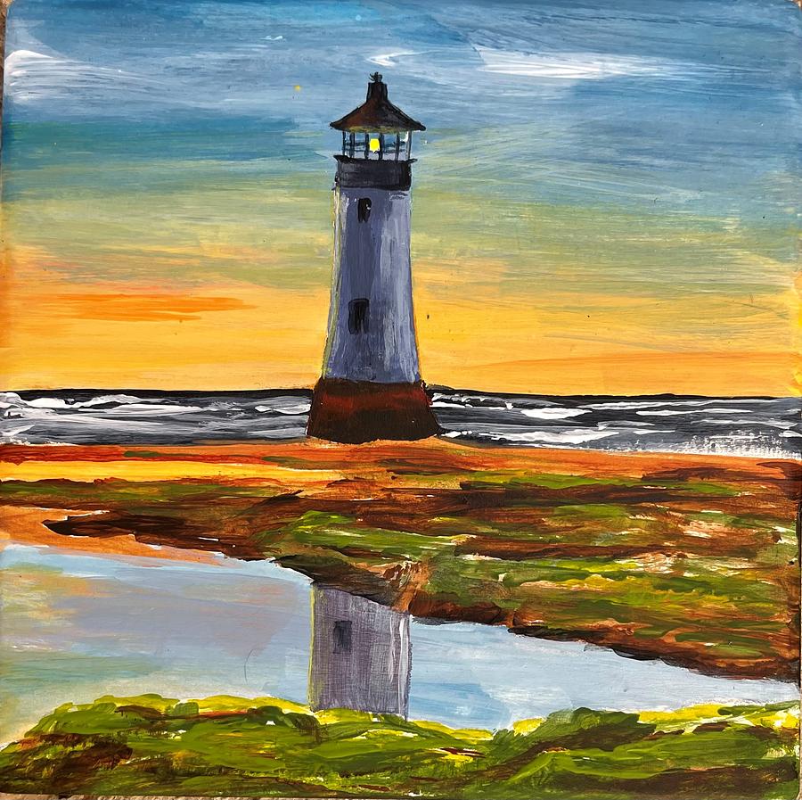 Lighthouse mirror Painting by Carolina Jeanne Grace | Fine Art America