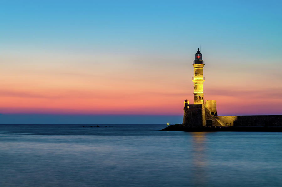 Lighthouse of Chania in Crete at Sunset Photograph by Alexios Ntounas