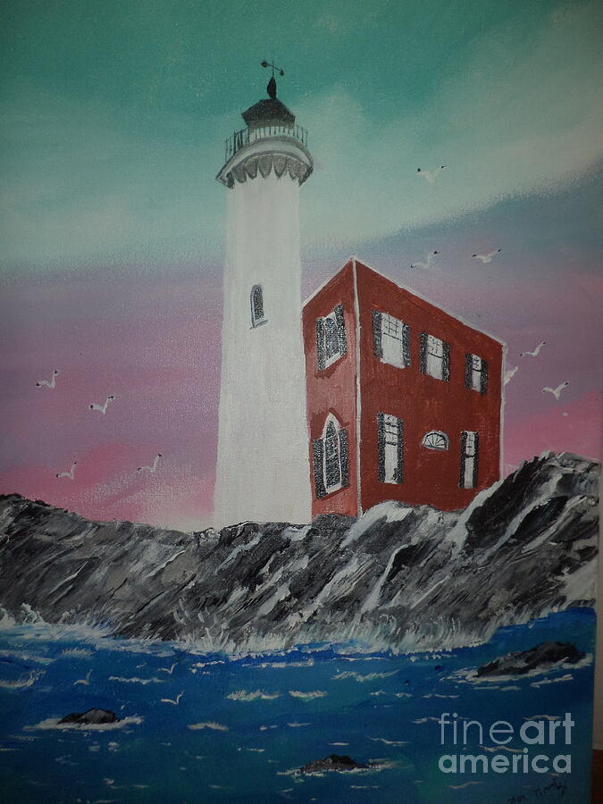 Lighthouse On Cliff Painting # 57 Painting by Donald Northup Lighthouse On Cliff Painting # 57 Painting by Donald Northup