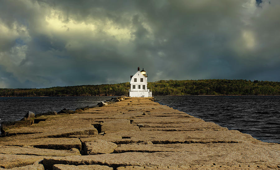 Lighthouse on Rockland Breakwater Photograph by Ron Long Ltd Photography