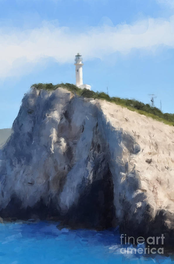 Lighthouse on the Bluff Painting by Gary Arnold
