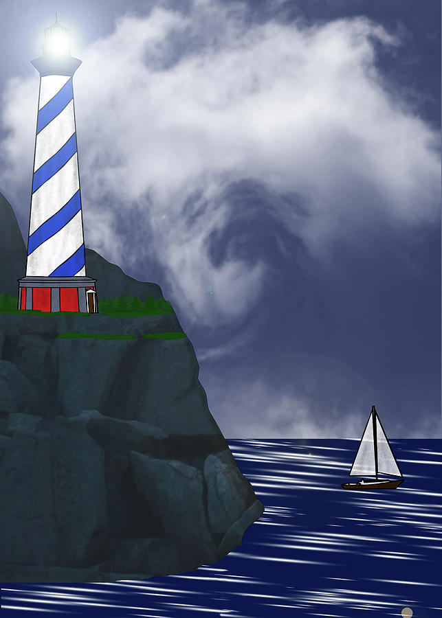 Lighthouse On The Bluff Digital Art