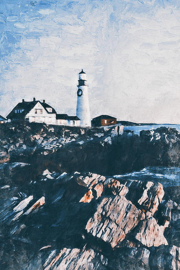 Lighthouse Panorama Painting by AM FineArtPrints