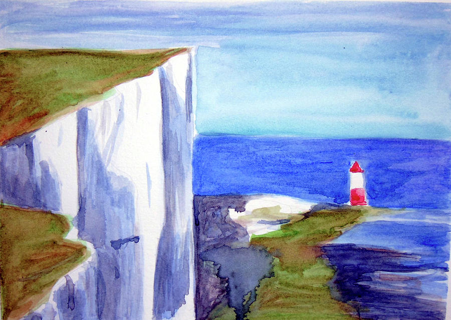 Lighthouse point on Dover Painting by Loretta Nash