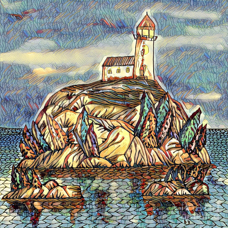 Lighthouse Rock Painting by Bradley Boug