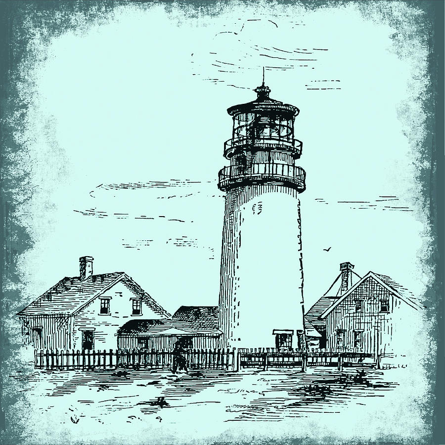 Portland Head Lighthouse - Maine - blueprint drawing Drawing by  StockPhotosArt Com - Pixels