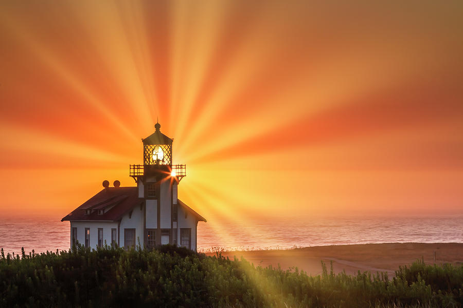 Lighthouse Sunset  3888 Photograph by Karen Celella