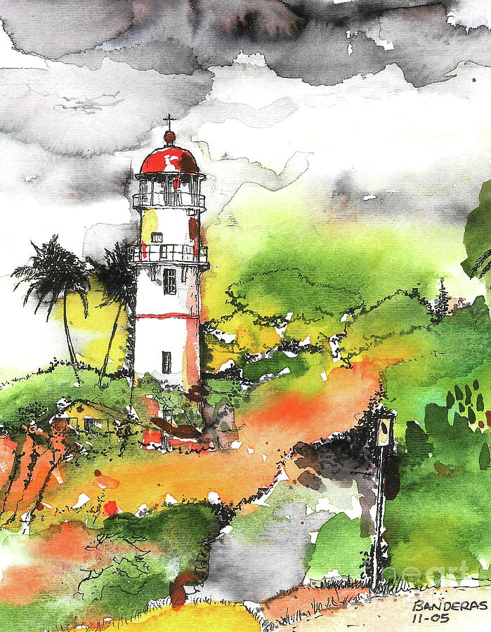 Lighthouse Painting by Terry Banderas