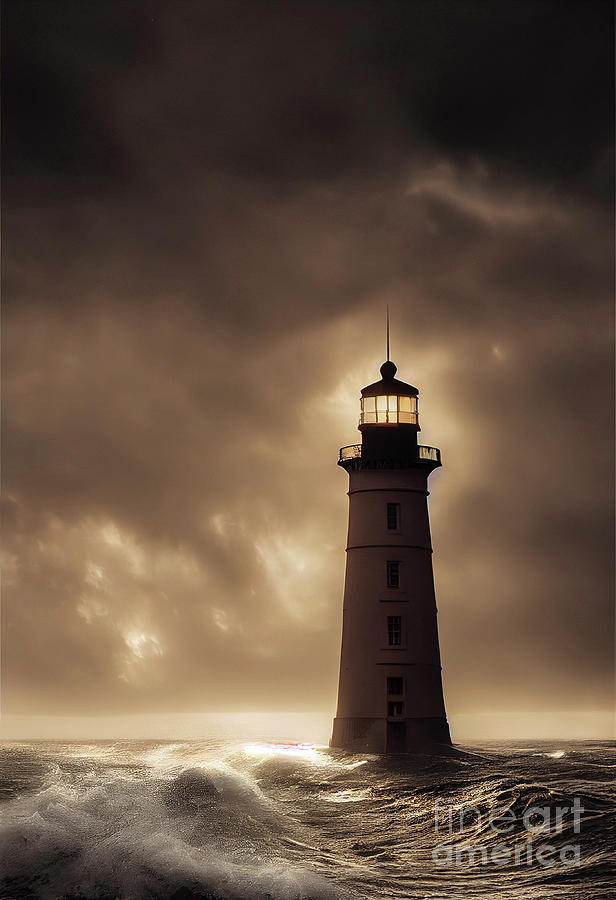 Lighthouse with a Storm Digital Art by Billy Bateman | Pixels